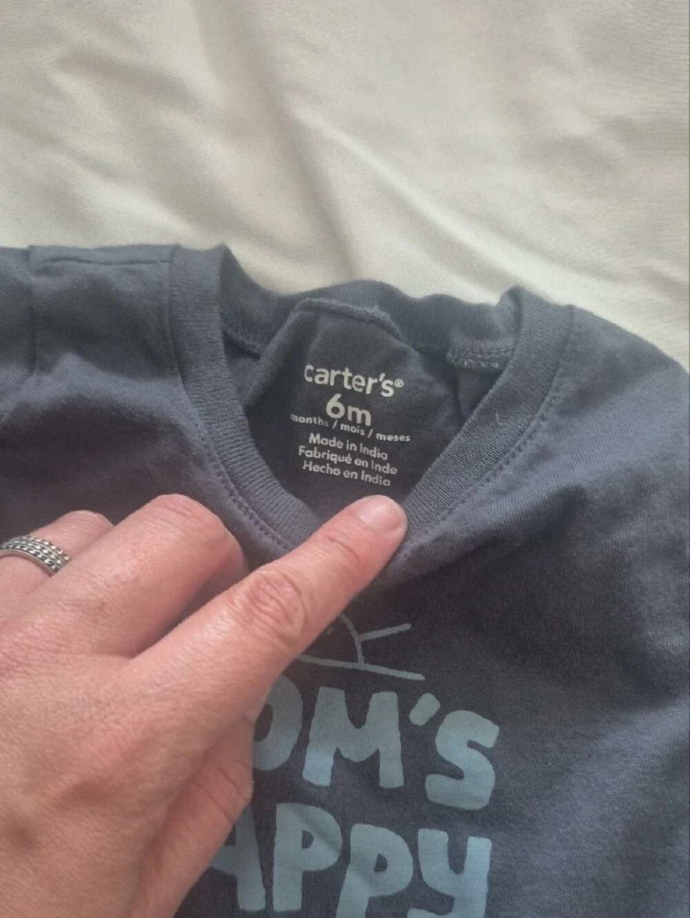 Carter's Navy Blue 'Mom's Happy Dude' Bodysuit